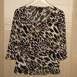 Dana Buchman Animal Print Stretchy Career Top Small